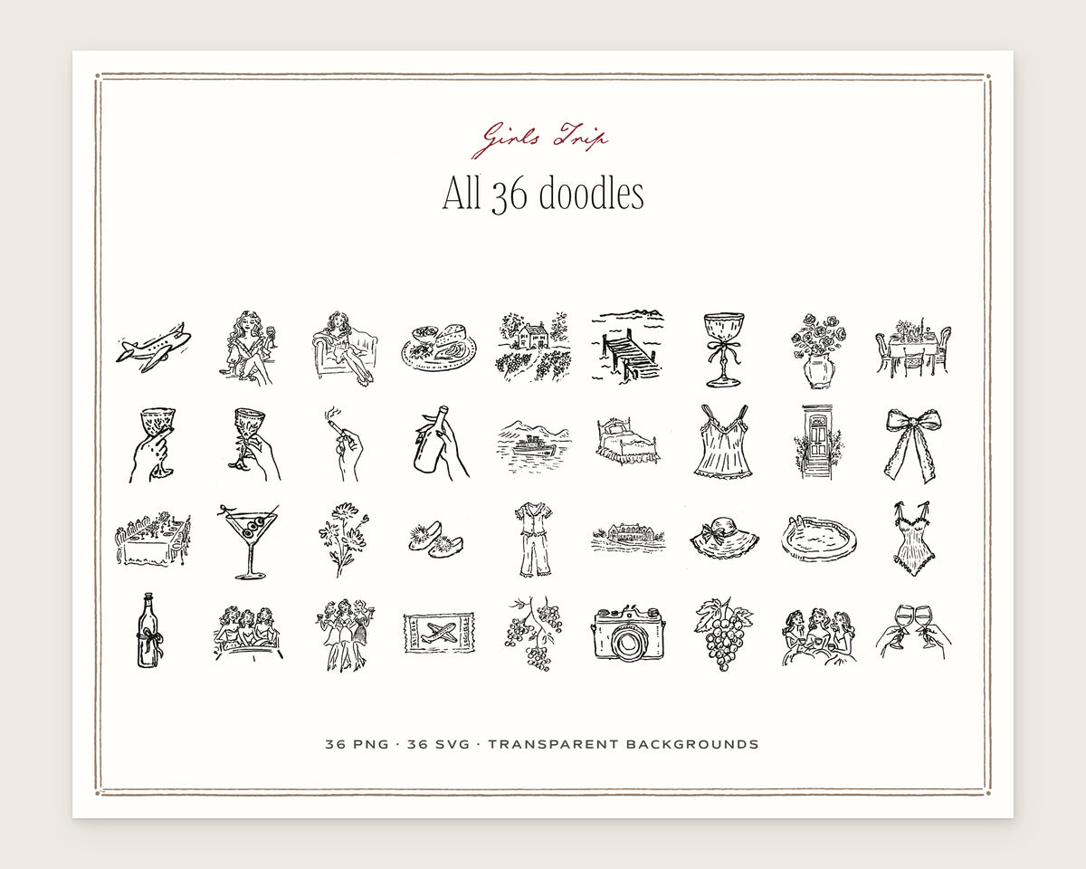 Girls Trip Doodle Pack, everything in the set