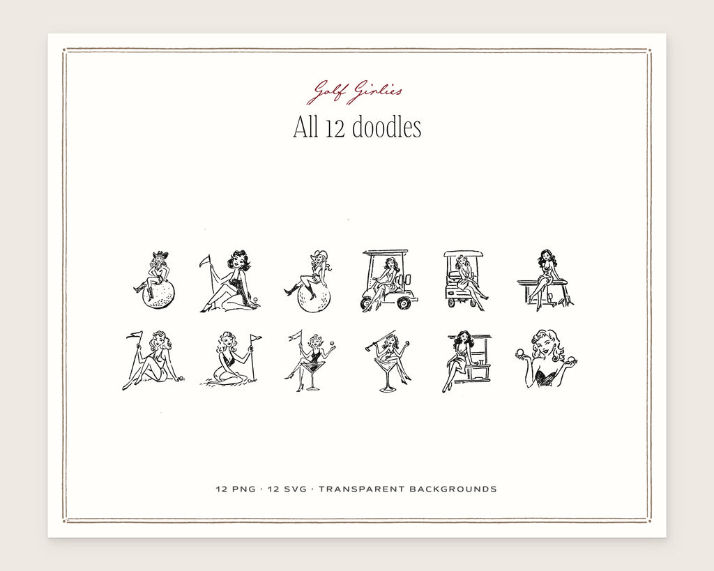 Golf Girlies Doodle Pack, everything in the set