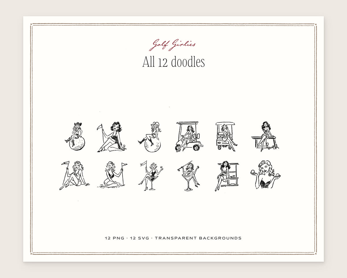 Golf Girlies Doodle Pack, everything in the set