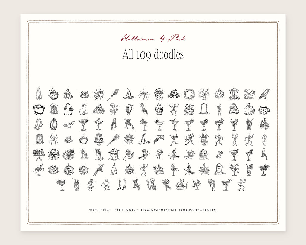 Halloween 4-Pack Doodle Bundle, everything in the set