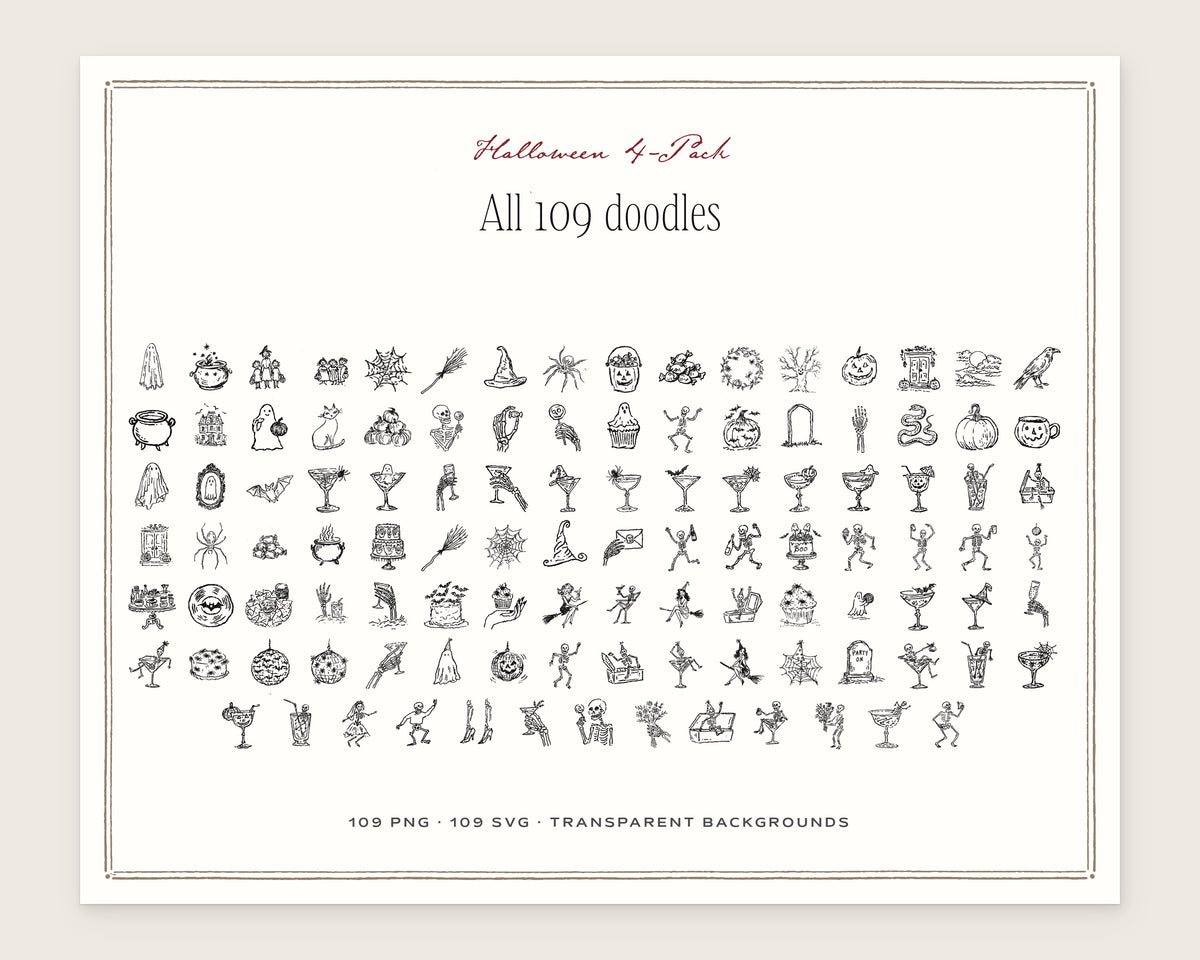 Halloween 4-Pack Doodle Bundle, everything in the set
