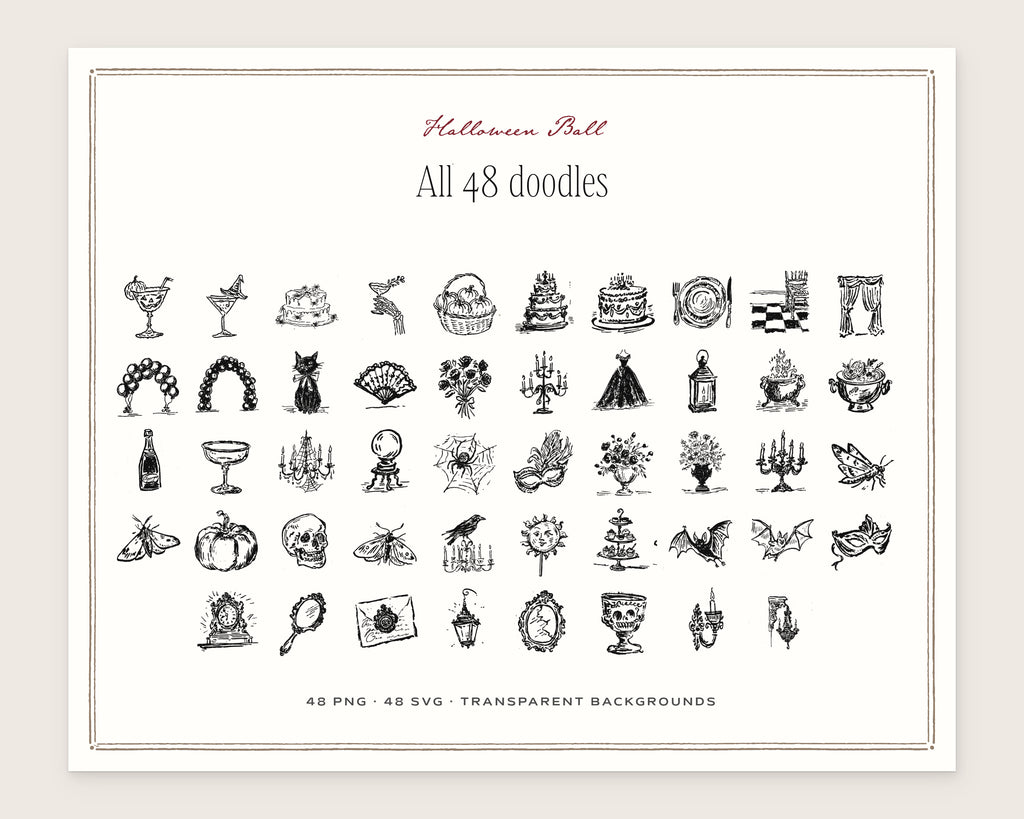 Halloween Ball Doodle Pack, everything in the set