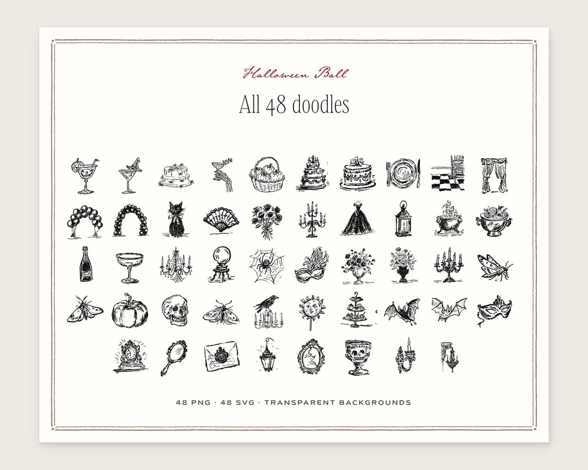 Halloween Ball Doodle Pack, everything in the set