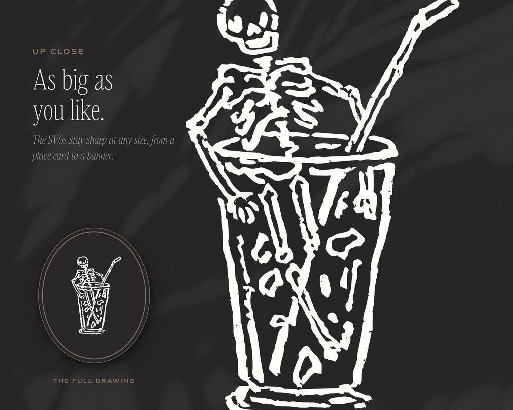 Halloween Cocktails Doodle Pack, up close