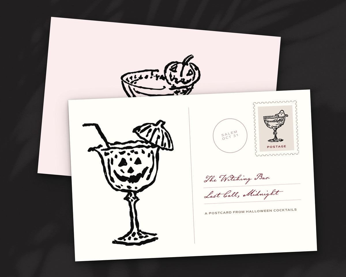 Halloween Cocktails Doodle Pack, postcard