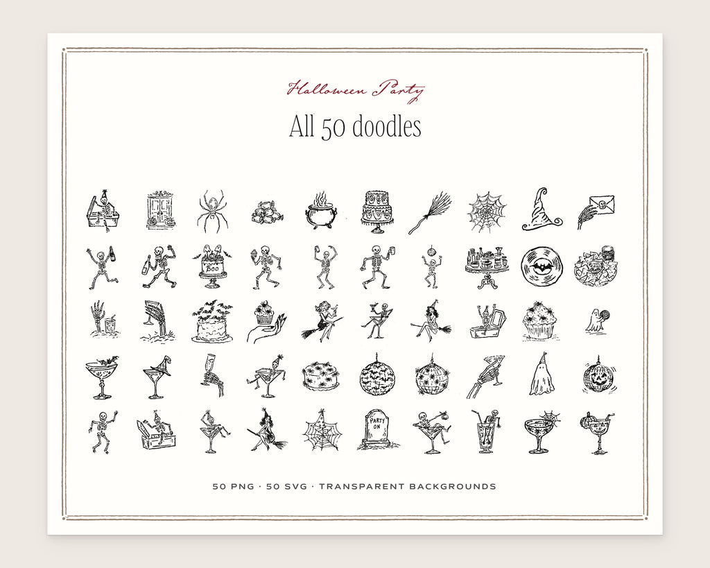 Halloween Party Doodle Pack, everything in the set