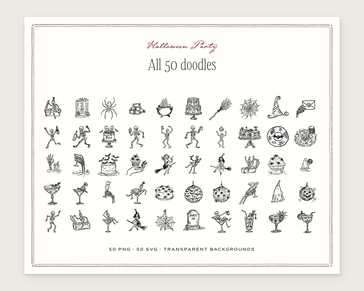 Halloween Party Doodle Pack, everything in the set