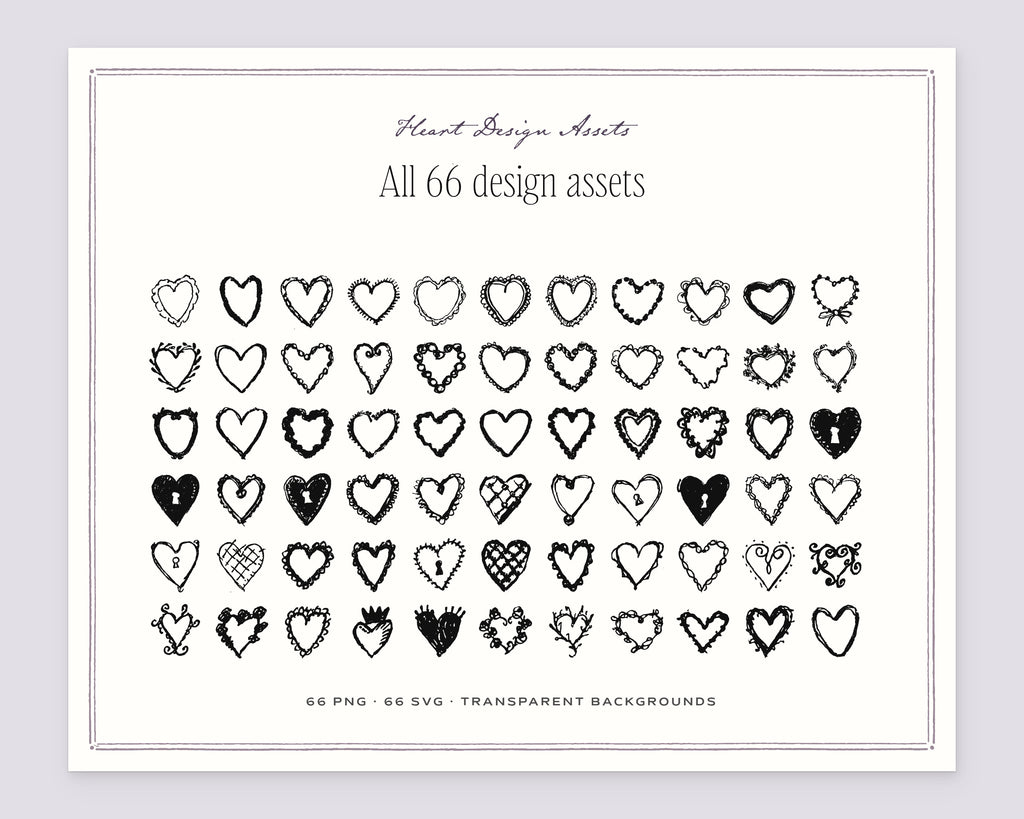 Heart Design Assets, everything in the set