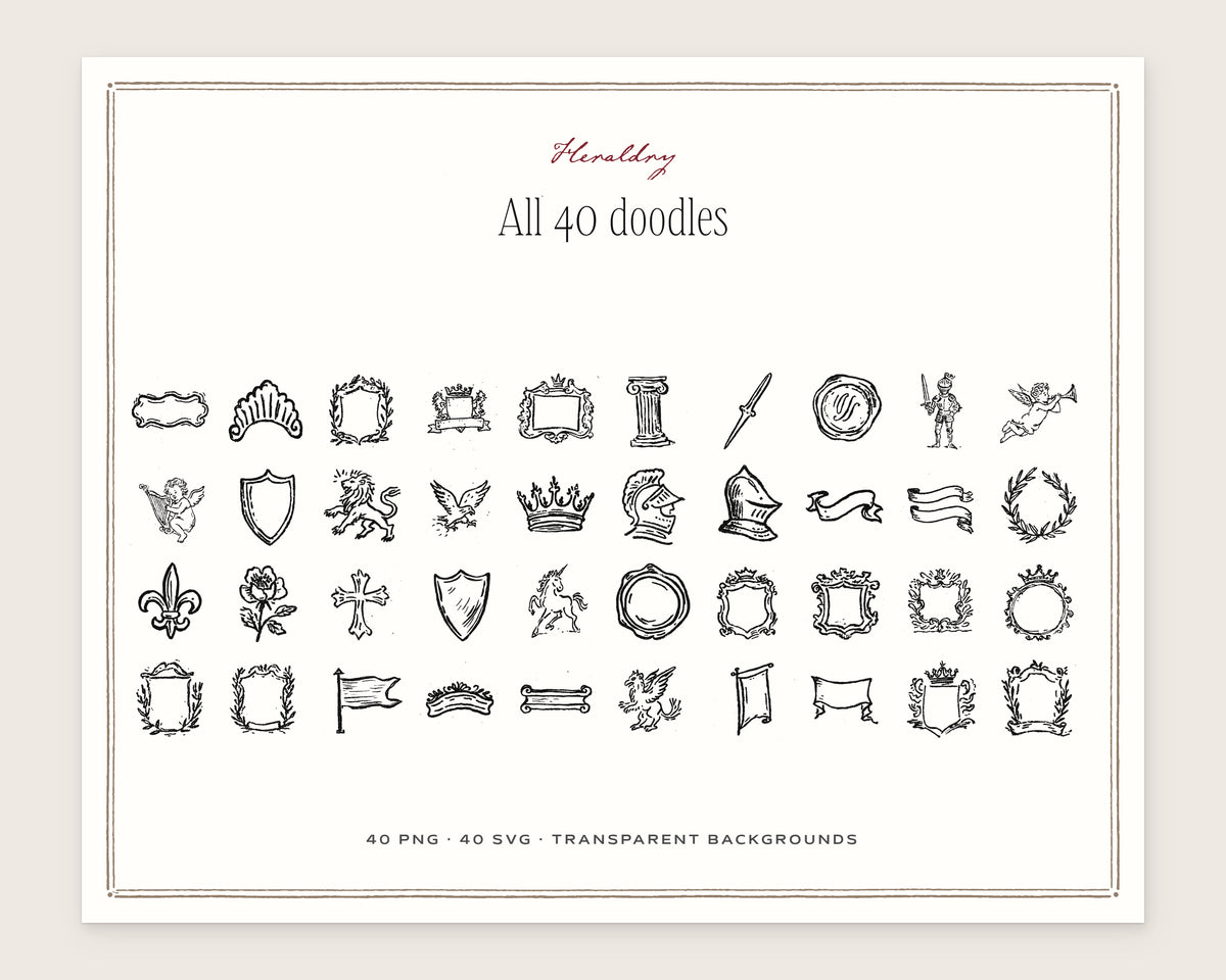 Heraldry Doodle Pack, everything in the set