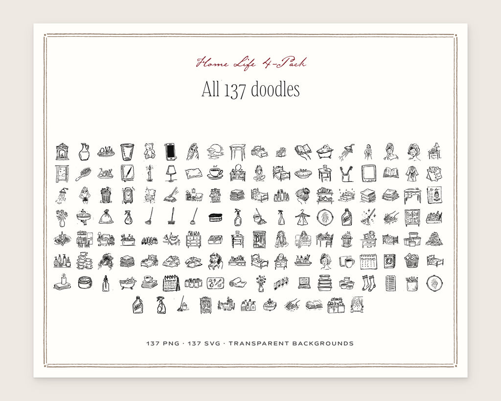 Home Life 4-Pack Doodle Bundle, everything in the set
