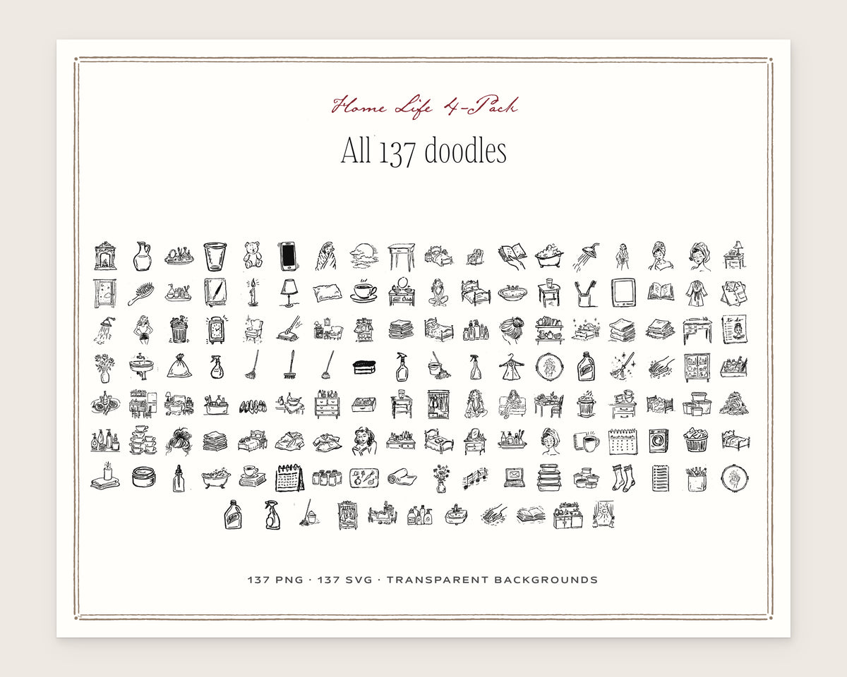 Home Life 4-Pack Doodle Bundle, everything in the set