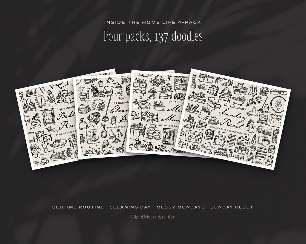 Home Life 4-Pack Doodle Bundle, the four packs inside