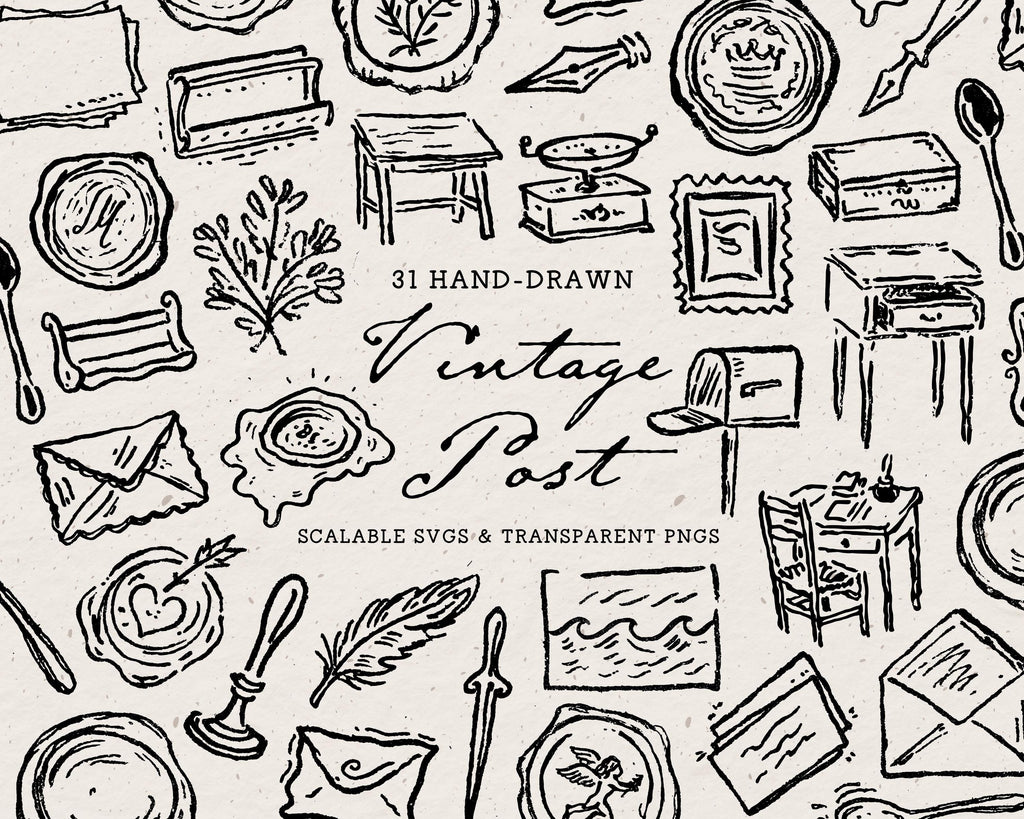 Vintage Post Doodle Pack, preview 1