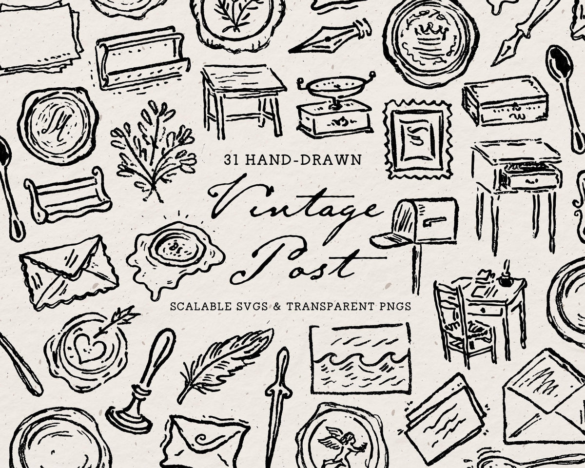 Vintage Post Doodle Pack, preview 1
