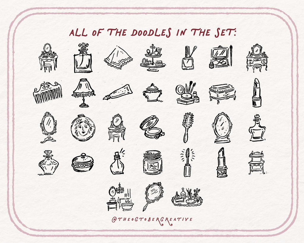 Vintage Vanity Doodle Pack, preview 5
