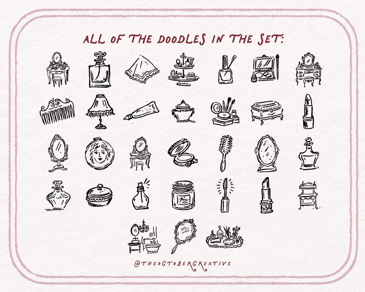Vintage Vanity Doodle Pack, preview 5