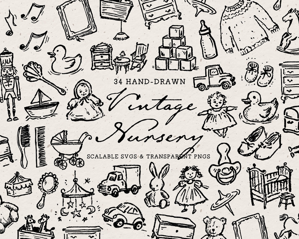 Vintage Nursery Doodle Pack, preview 1