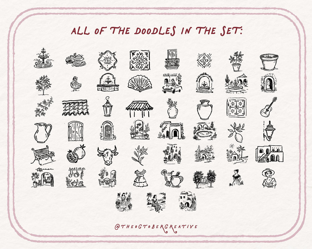 Spanish Courtyard Doodle Pack, preview 4