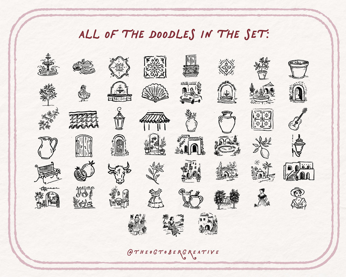 Spanish Courtyard Doodle Pack, preview 4