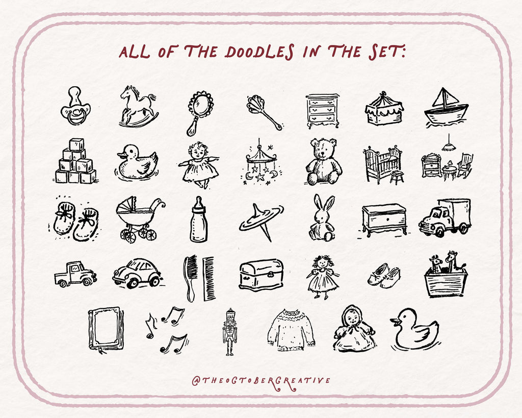 Vintage Nursery Doodle Pack, preview 4