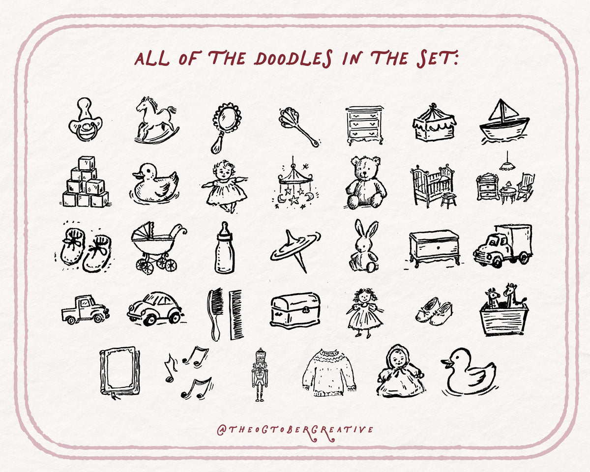 Vintage Nursery Doodle Pack, preview 4