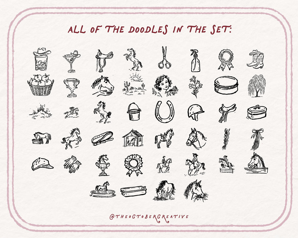 Equestrian Doodle Pack, preview 4