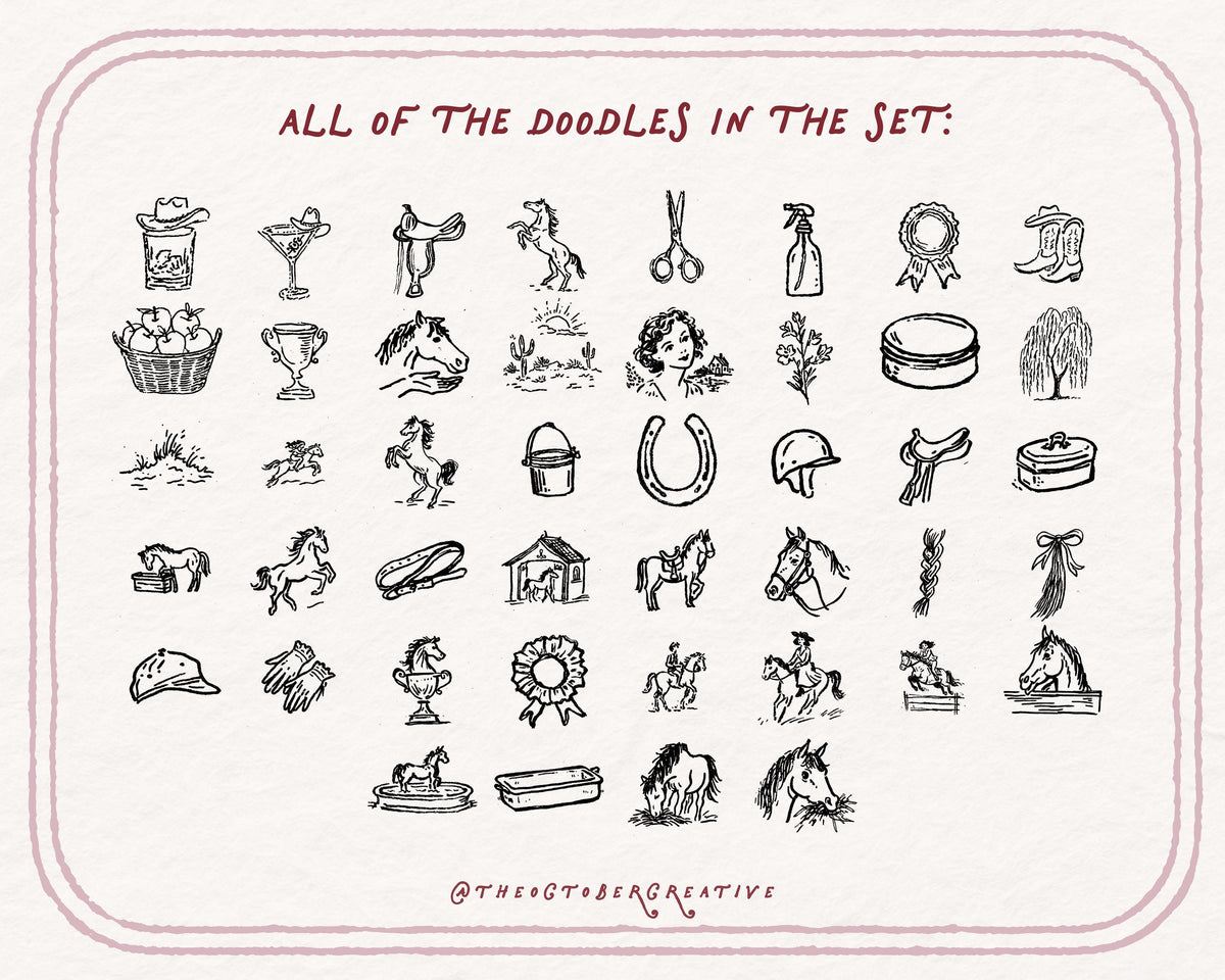 Equestrian Doodle Pack, preview 4