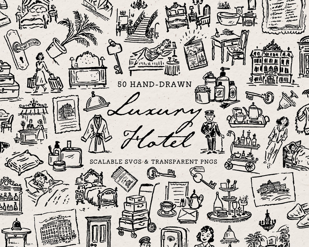 Luxury Hotel Doodle Pack, preview 1