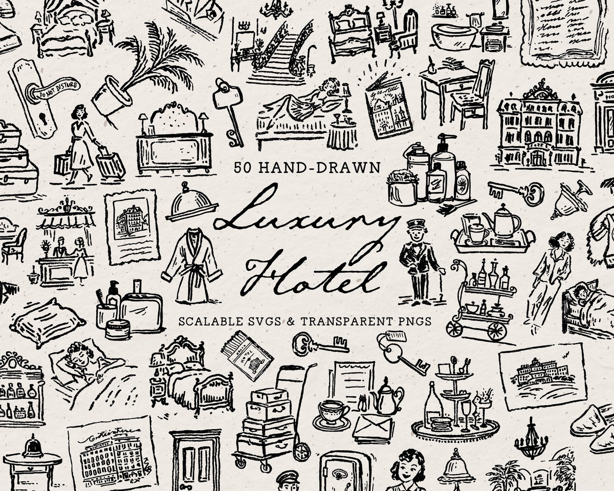 Luxury Hotel Doodle Pack, preview 1
