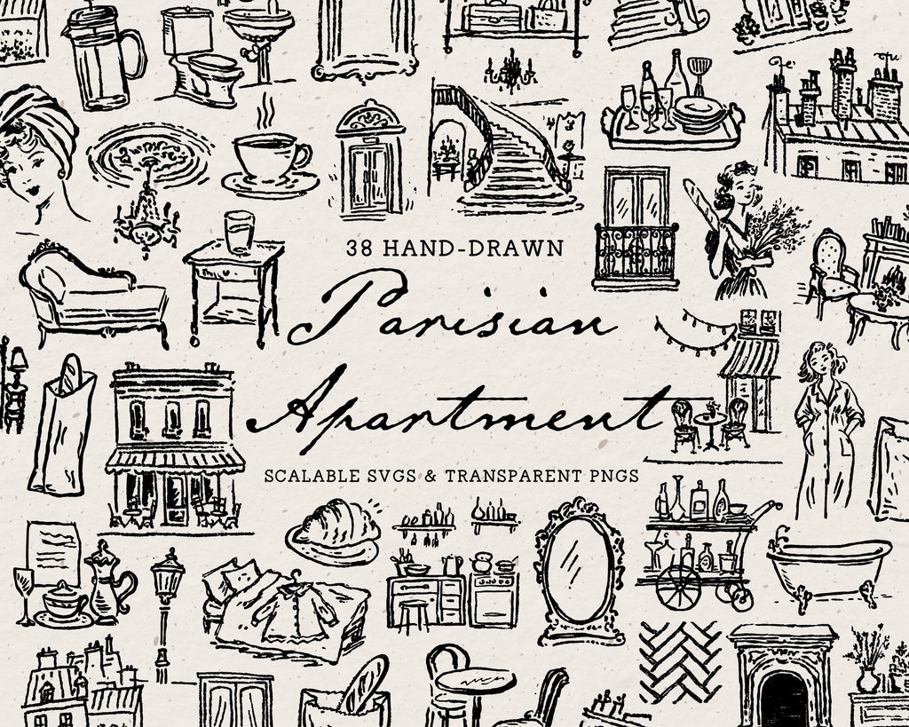 Parisian Apartment Doodle Pack, preview 1