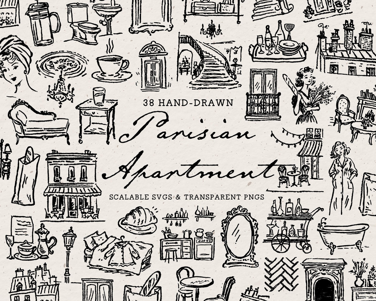 Parisian Apartment Doodle Pack, preview 1