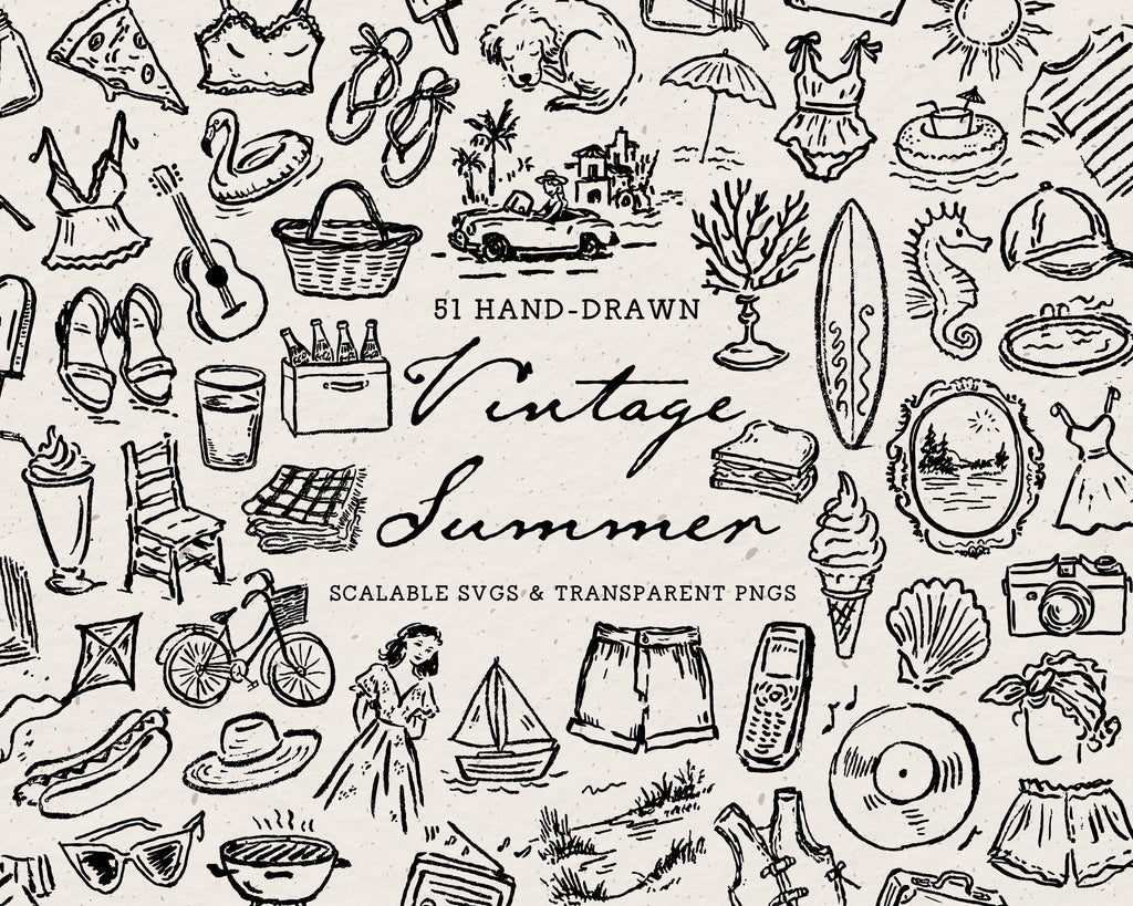Vintage Summer Doodle Pack, preview 1