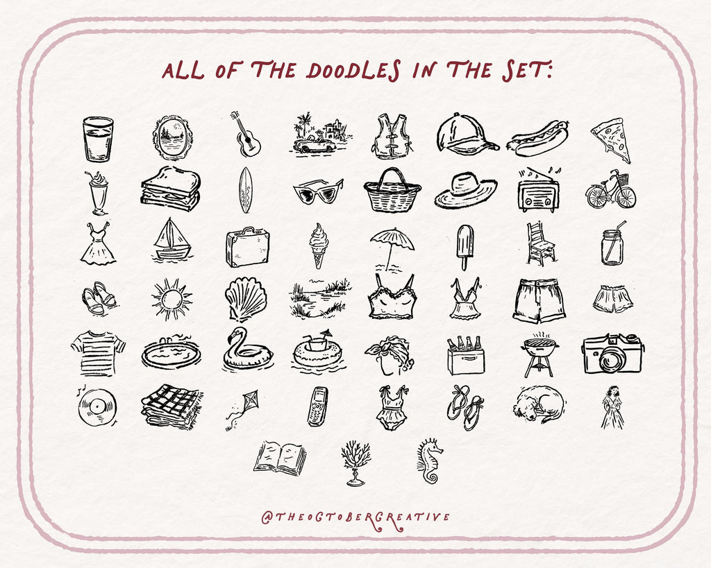 Vintage Summer Doodle Pack, preview 4