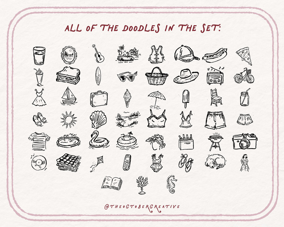 Vintage Summer Doodle Pack, preview 4