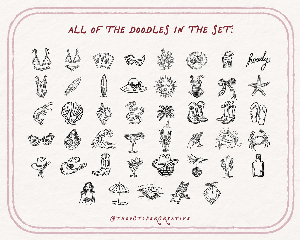 Coastal Cowgirl Doodle Pack, preview 4