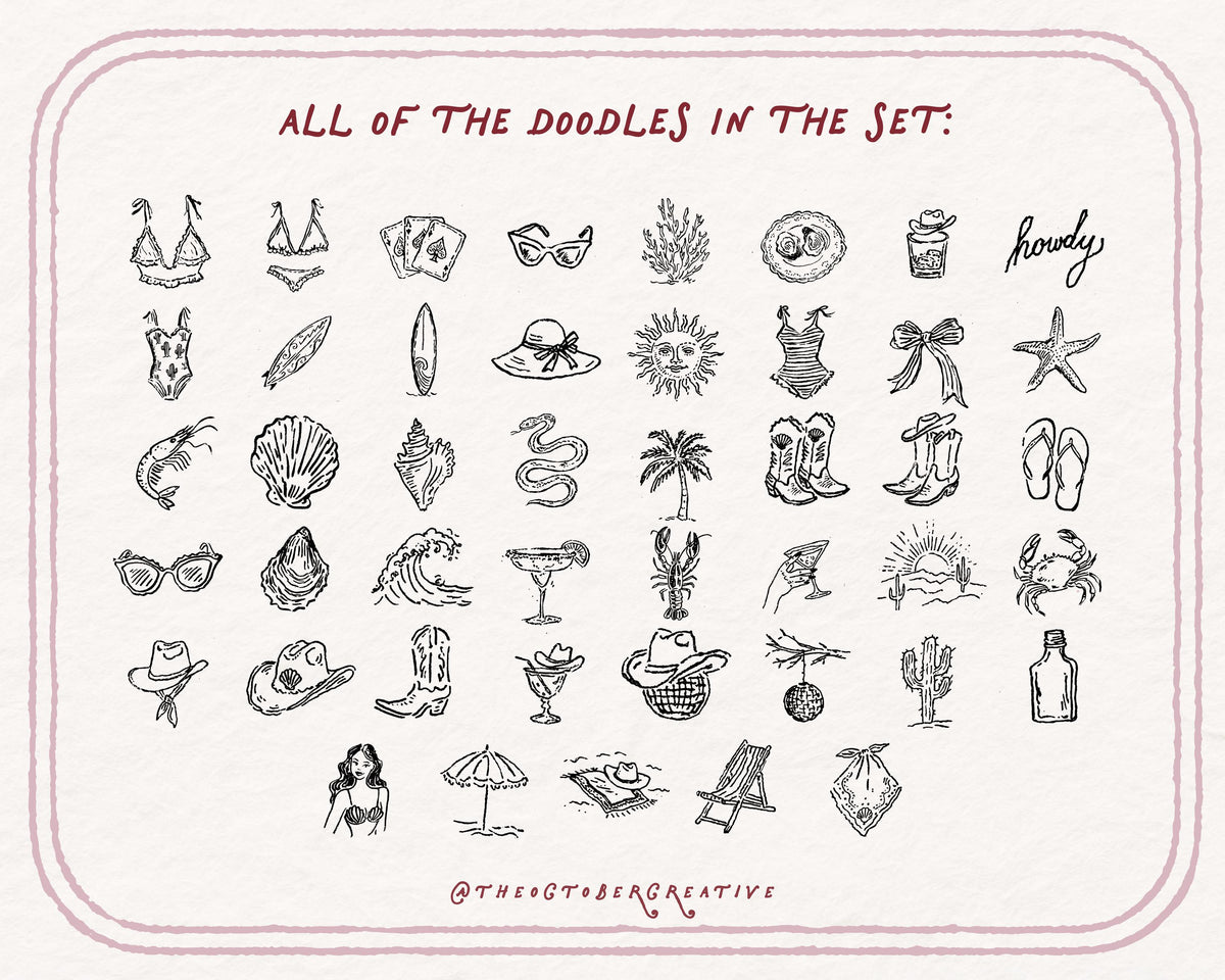 Coastal Cowgirl Doodle Pack, preview 4