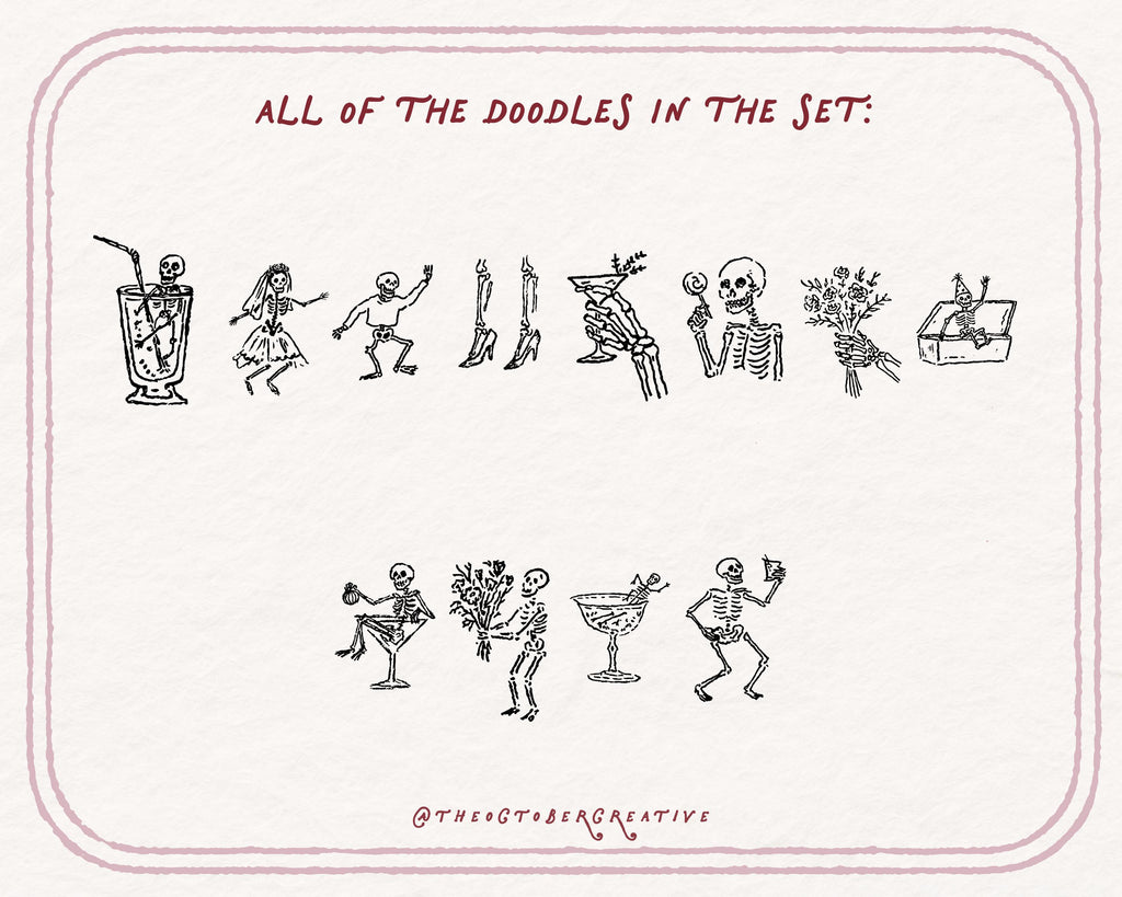 Halloween Skeletons Doodle Pack, preview 4