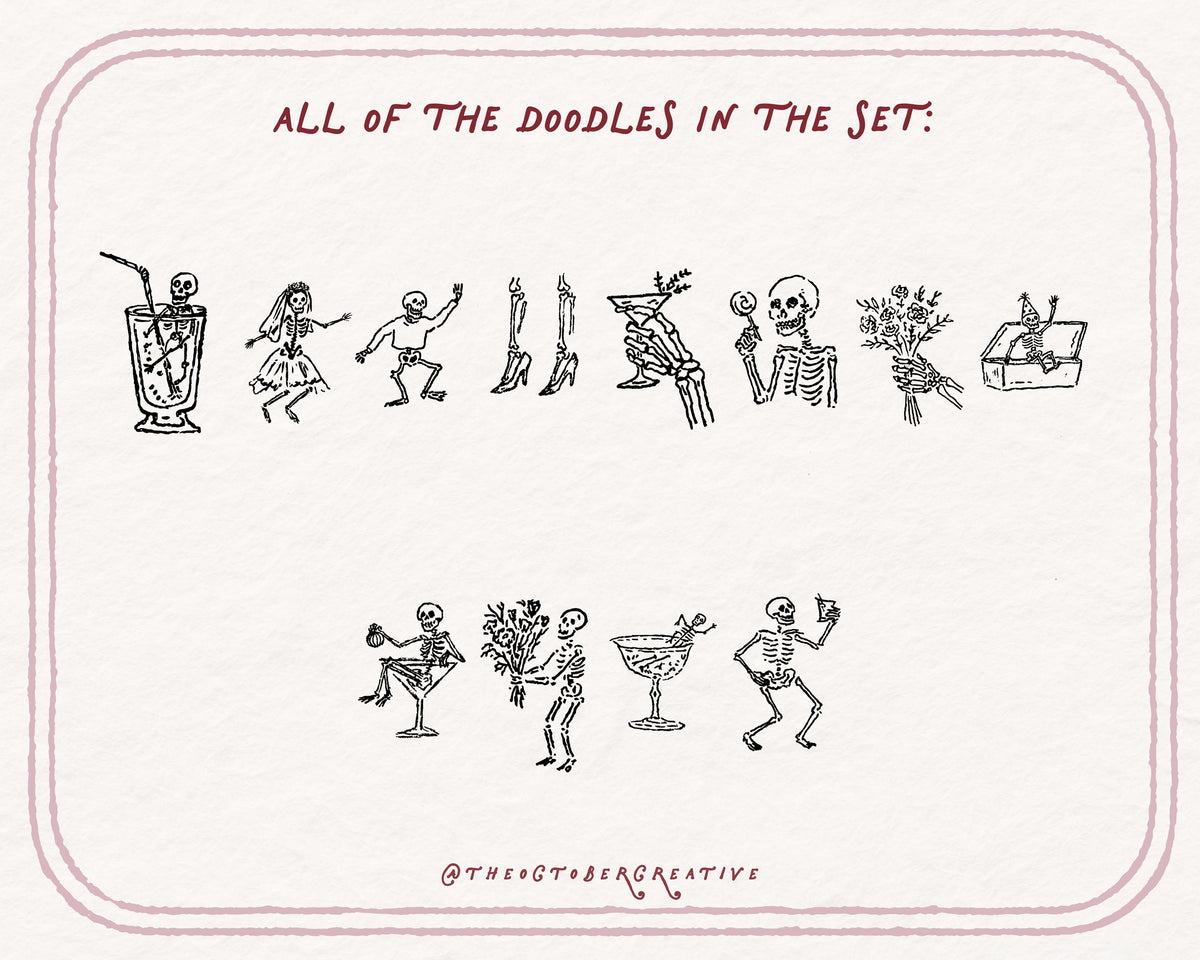 Halloween Skeletons Doodle Pack, preview 4