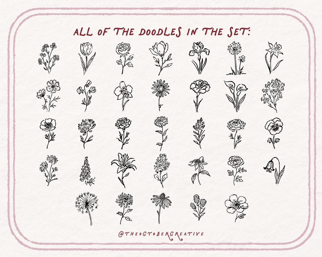 Flowers Doodle Pack, preview 5