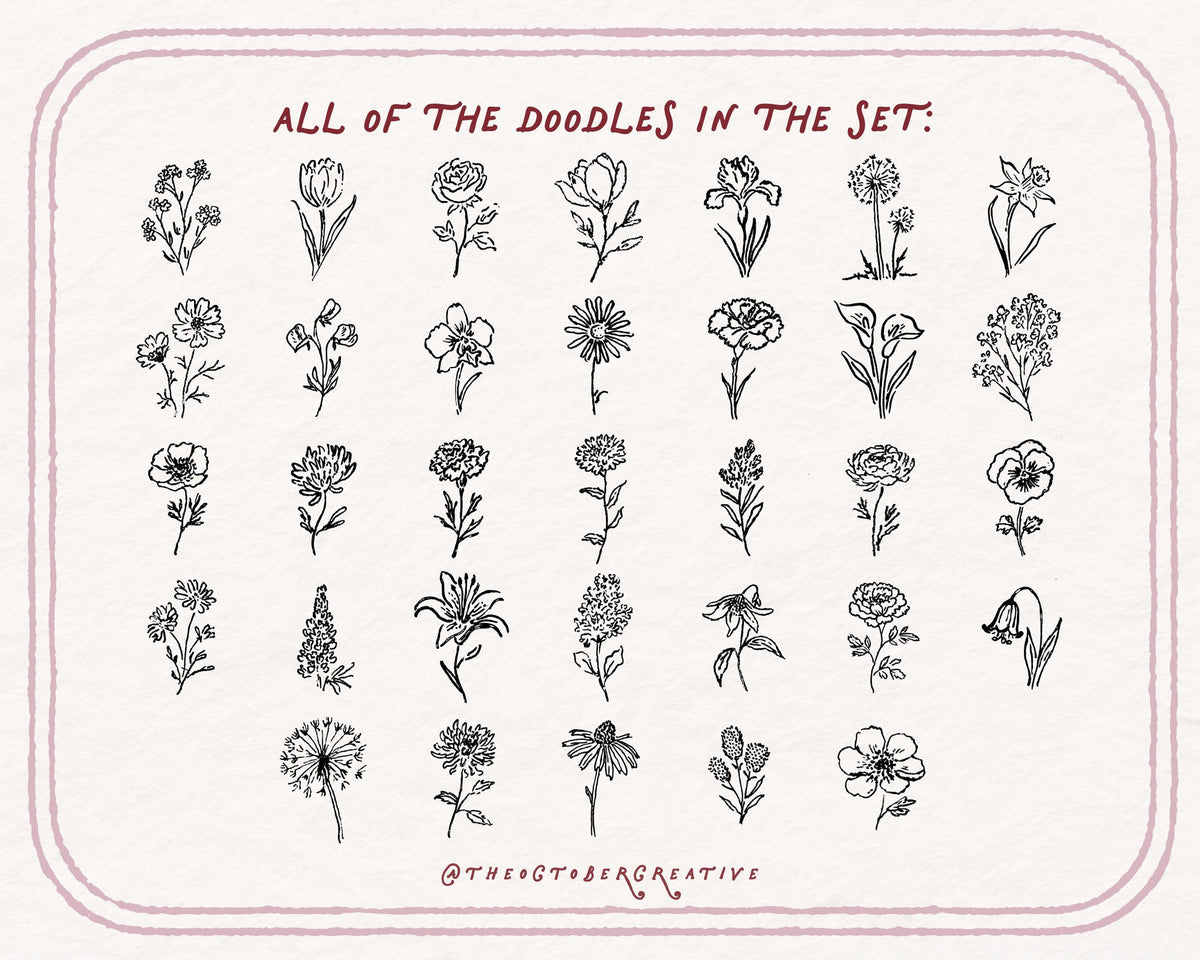 Flowers Doodle Pack, preview 5