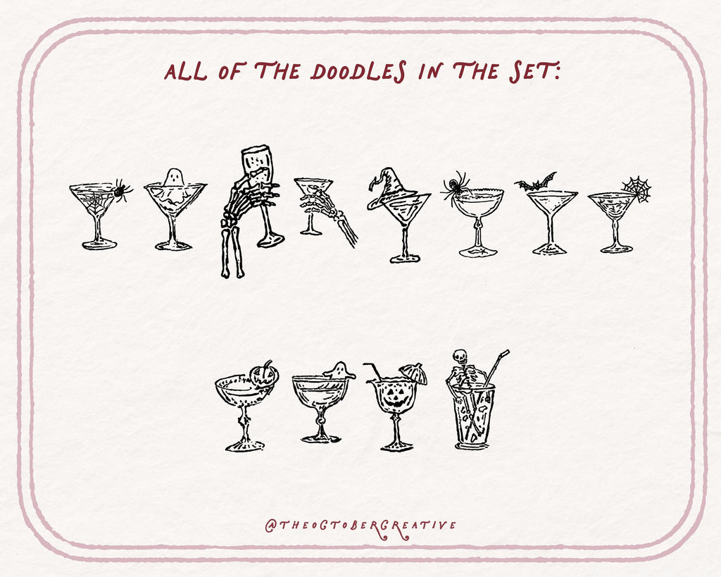 Halloween Cocktails Doodle Pack, preview 4