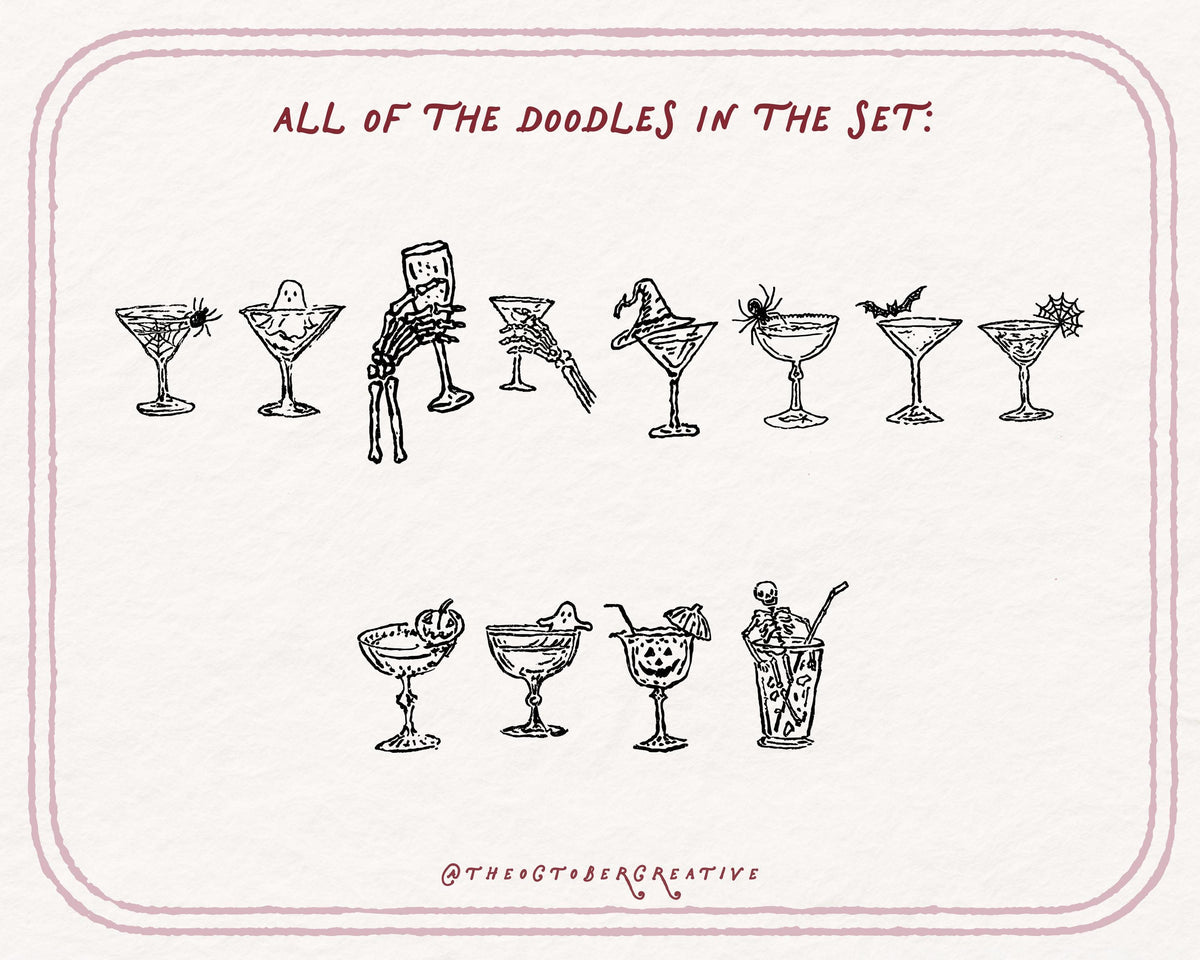 Halloween Cocktails Doodle Pack, preview 4