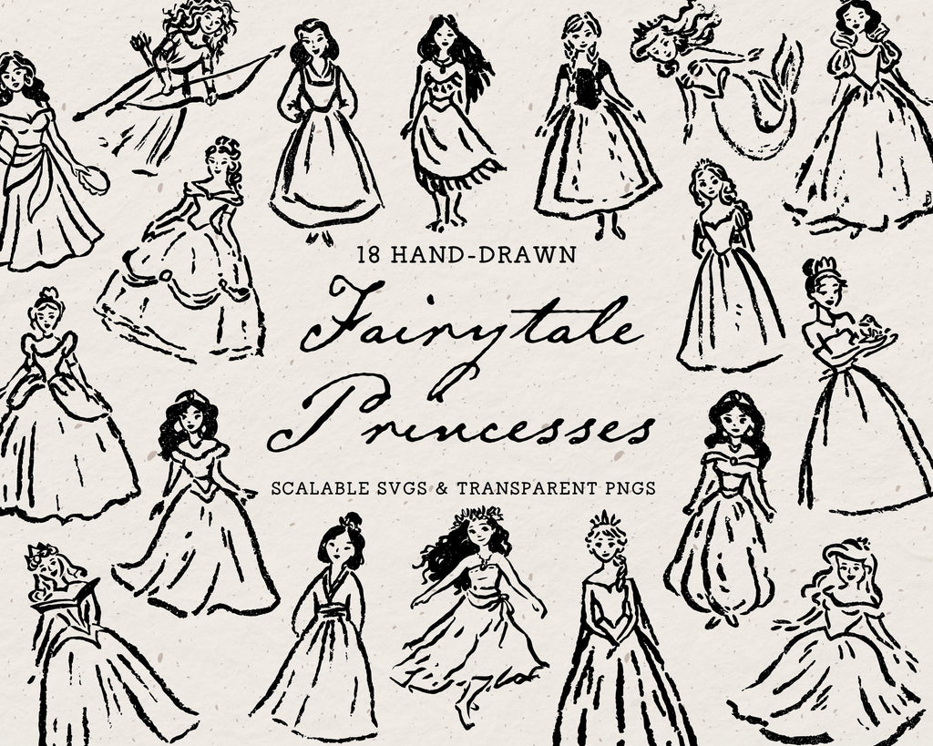 Fairytale Princesses Doodle Pack, preview 1