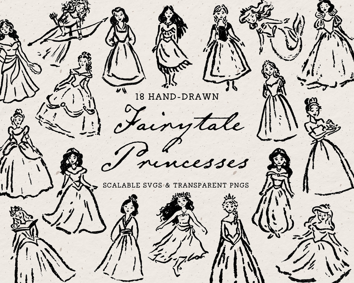 Fairytale Princesses Doodle Pack, preview 1