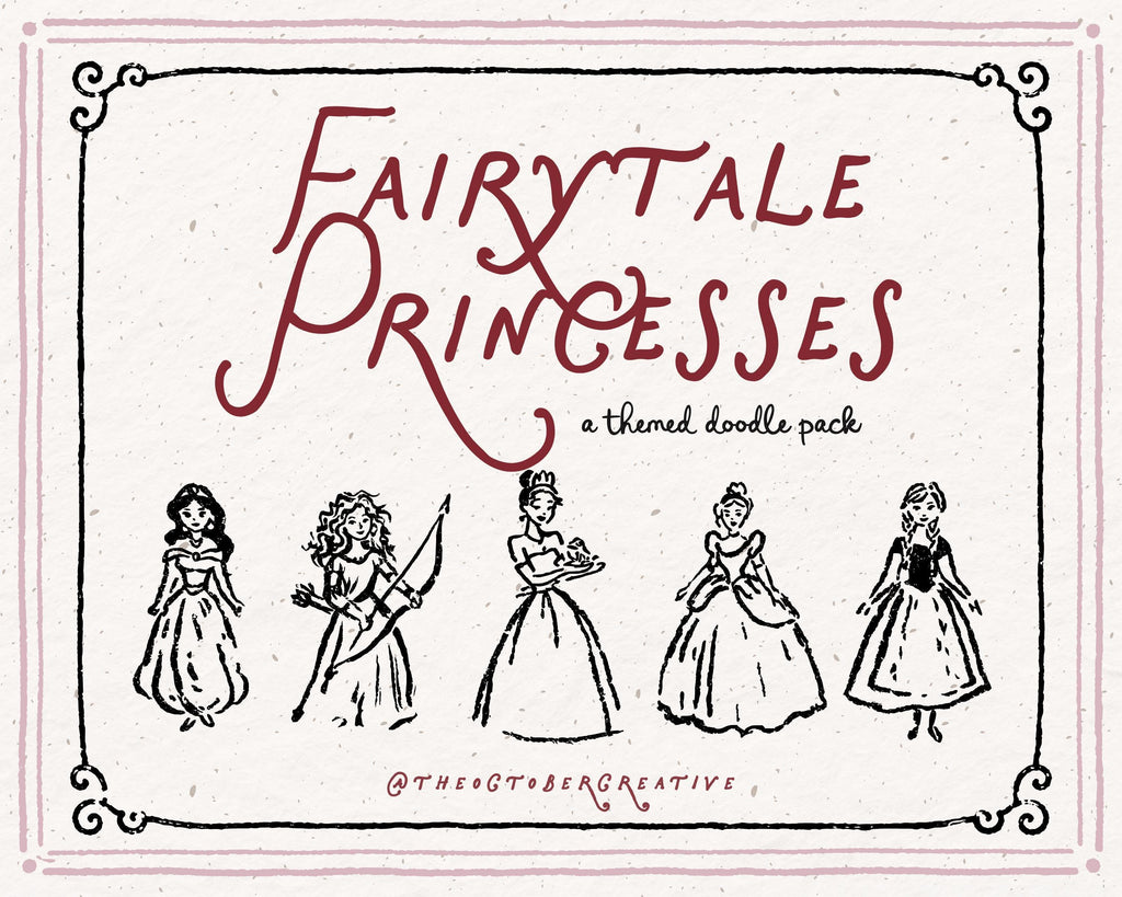Fairytale Princesses Doodle Pack, preview 2