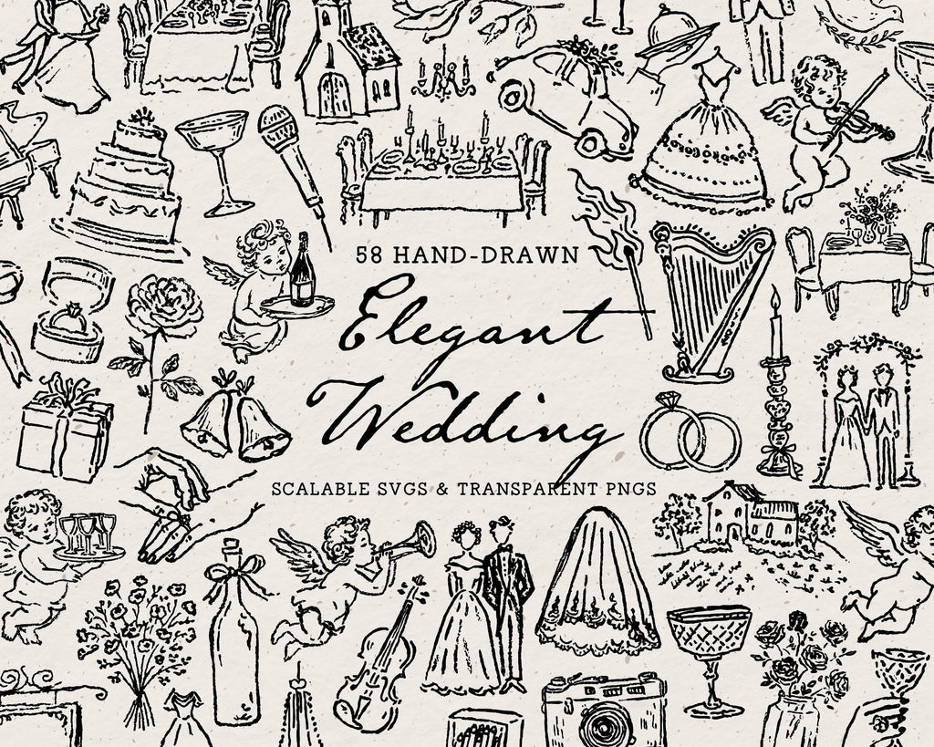 Elegant Wedding Doodle Pack, preview 1