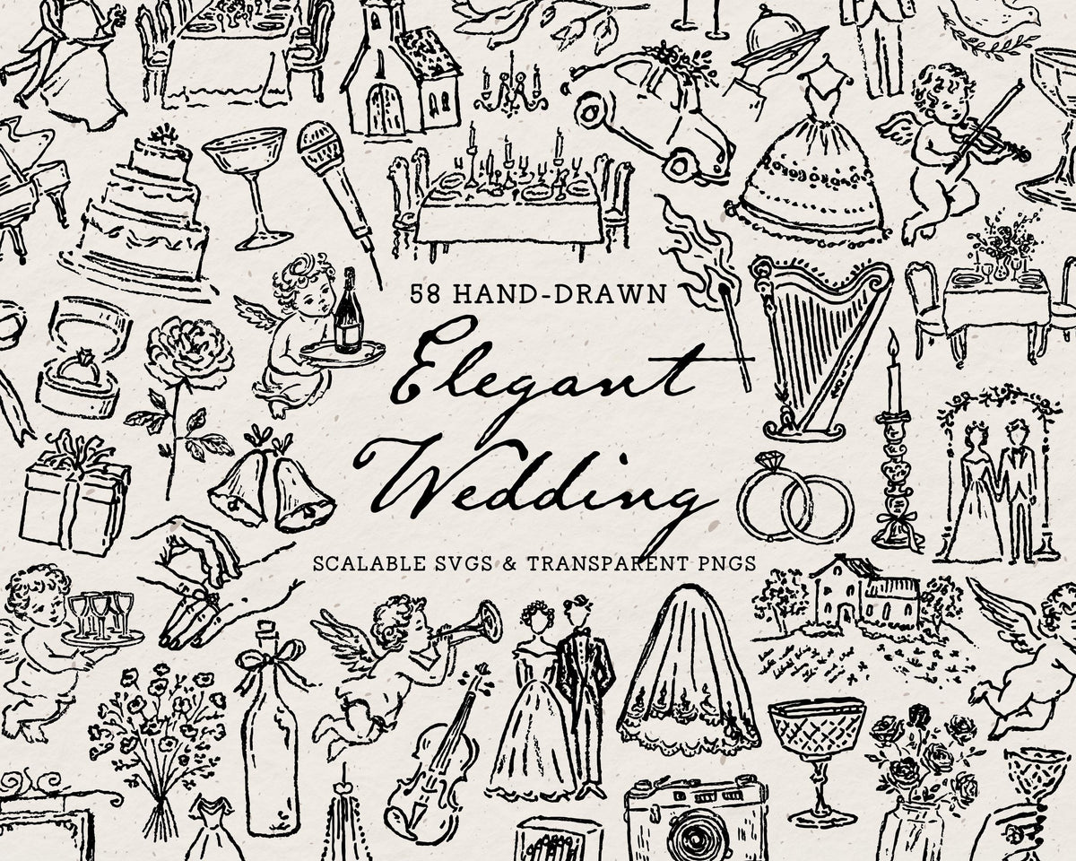 Elegant Wedding Doodle Pack, preview 1