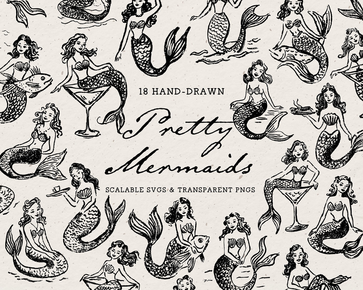 Mermaids Doodle Pack, preview 1