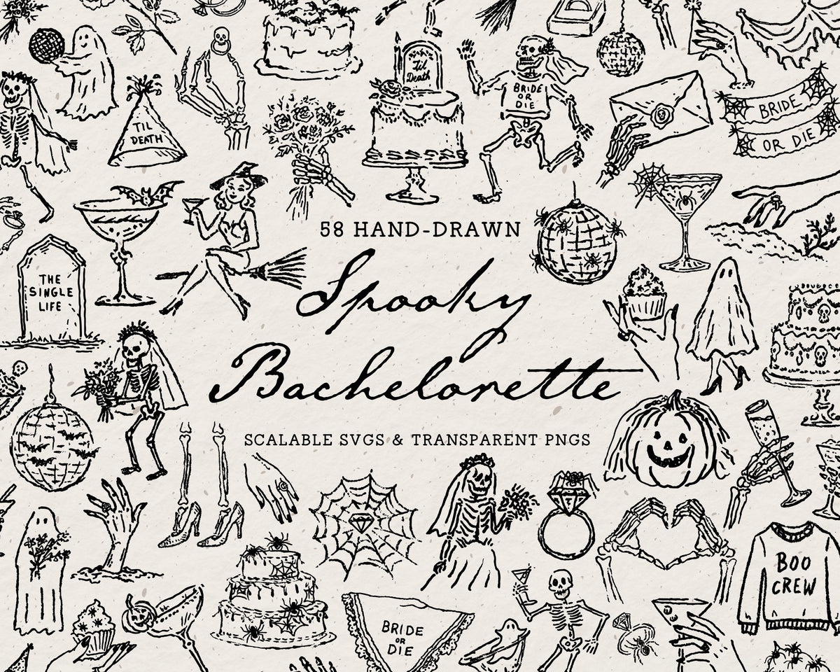 Spooky Bachelorette Doodle Pack, preview 1