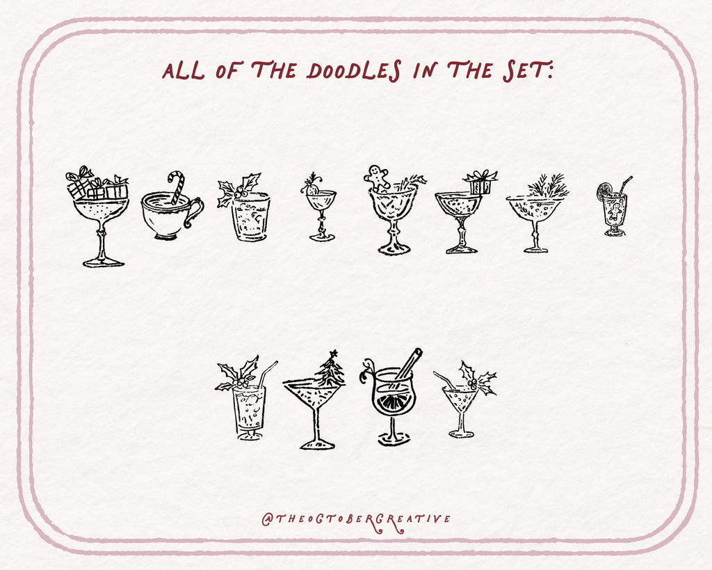 Christmas Cocktails Doodle Pack, preview 4